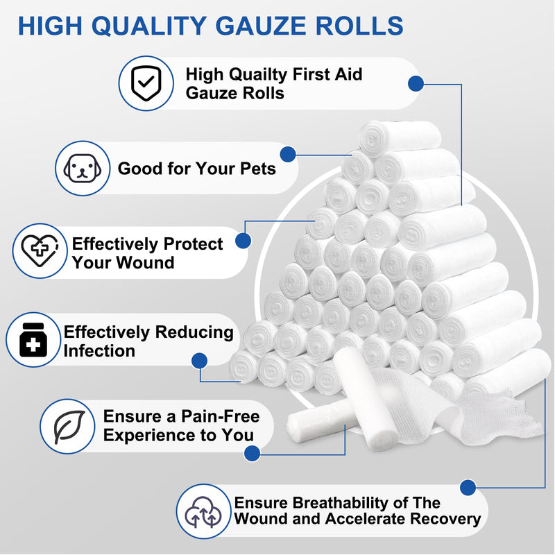 30 Pack Gauze Rolls Bandages, 4 in x 4.1 Yards, Individually Wrapped Breathable Rolled Gauze, Mummy Wraps, Premium First Aid Supplies & Medical Supplies for Wounds Pack of 30 - BeesActive Australia