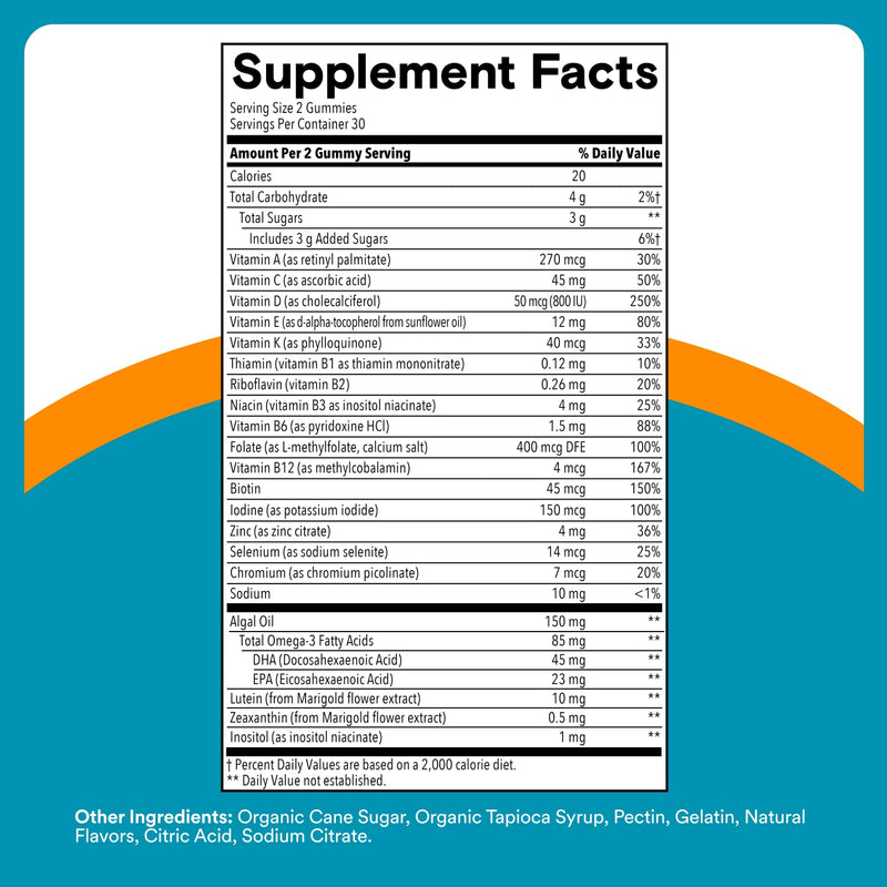 SmartyPants Teen Guy Multivitamin Gummies - Improved Formula: Omega 3 (DHA/EPA), Vitamin D3, C, Vitamin B12, B6, A, K & Zinc, Folate, Gluten Free, Fruit Flavor, 60 Count (30 Day Supply) New Formula - BeesActive Australia