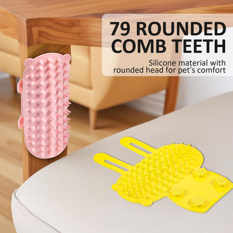 4Pcs 2-in-1 Silicone Cat Face Scratchers, Self-Cleaning Massage & Shedding Tool, Adjustable Cat Face Scratchers for Climbing Frames & Table Legs, Reduces Shedding, Scratching & Itchiness - BeesActive Australia