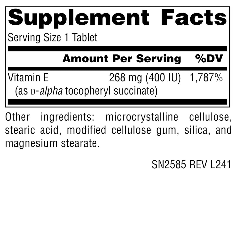 Source Naturals, Non-GMO Vitamin E - 268 mg (400 IU) - 60 Tablets | Antioxidant Support Unflavored 60 Count (Pack of 1)
