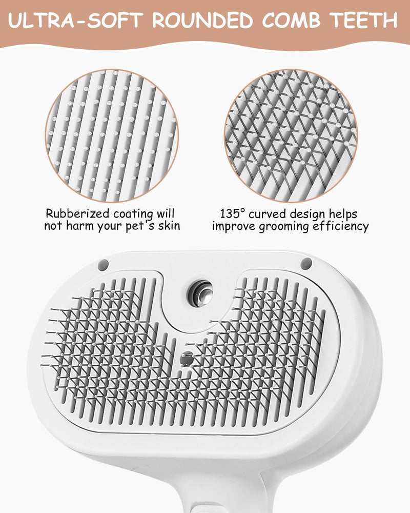 TIDEVAN Cat brush with steam, 3 in 1 spray comb for cats, steam brush cat, cat brush with water, cat grooming brush, cat hair brush for massage, care, hair removal, animal hair brush for cats, dogs - BeesActive Australia