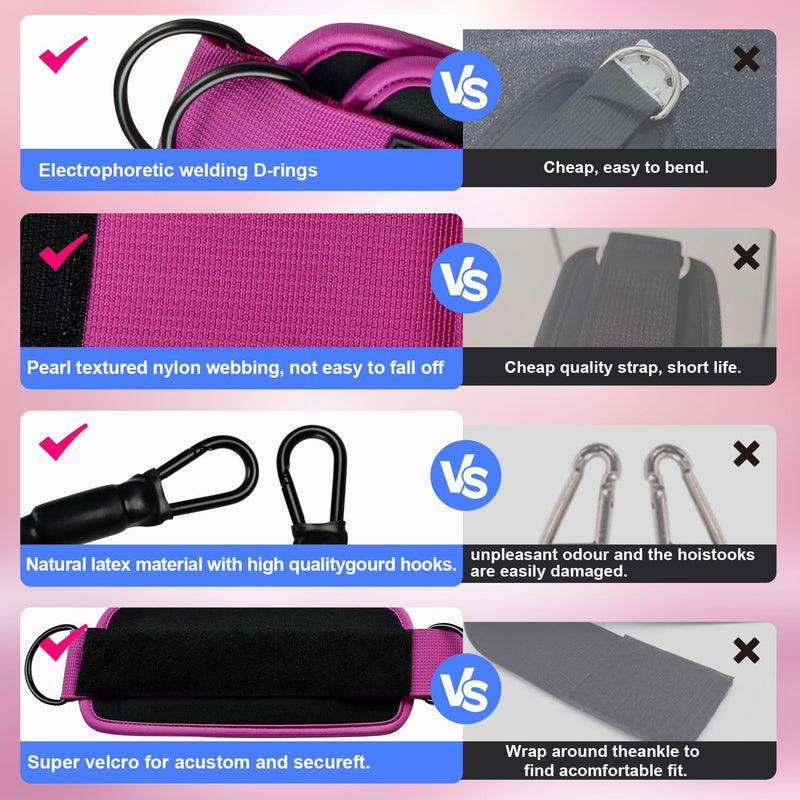 WHATAFIT Ankle Resistance Bands with Cuffs, Ankle Bands for Working Out, Ankle Resistance Band for Leg, Booty Workout Equipment for Kickbacks Hip Fitness Training, Exercise Bands for Butt Lift Women