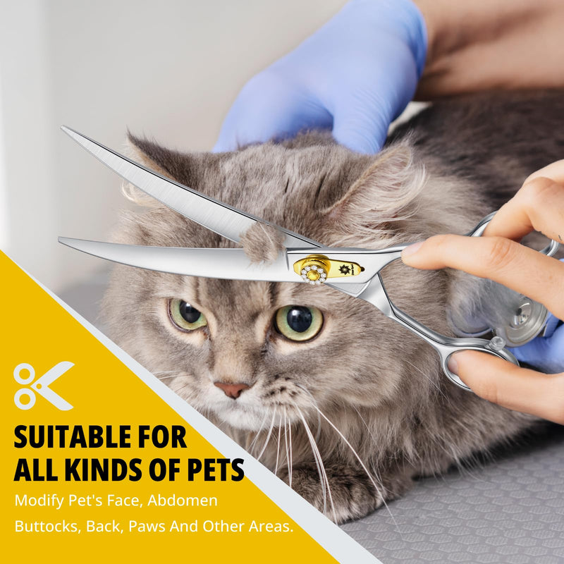 Dream Reach 8 inch dog scissors curved fur scissors - dog scissors with ergonomic handle, 440C stainless steel fur scissors for dogs and cats cutting, professional dog hair scissors with adjustable screw - BeesActive Australia