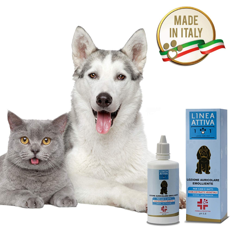 Natural Ear Cleaner for dogs and cats, 100 Ml - Against Bad Odours, Itching, Irritation, Mite and Shake - for Ear Cleaning of Dogs and Cats - Linea 101