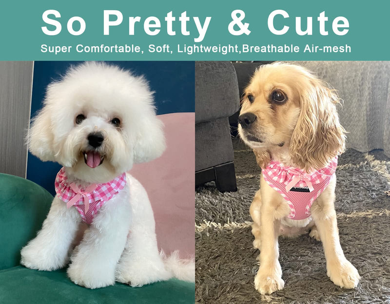 Upgraded Soft Mesh Dog Harness, Super Breathable Lightweight Pet Harnesses for Puppy Dogs outdoor Walking, Pink Dog Harness -Small S (Neck Girth 9.8"; Chest Girth:12”-18“) Adorable Pink - BeesActive Australia