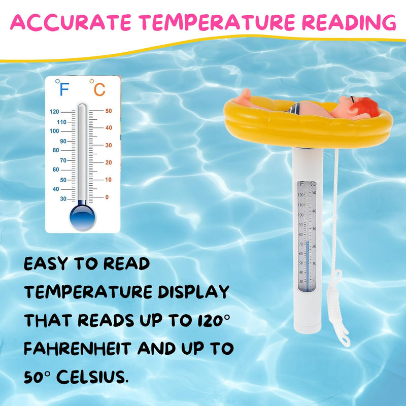 Pool Thermometer Large Floating Water Temperature Thermometers with String, Water Thermometer Aquarium,for Outdoor & Indoor Swimming Pools, Spas, Hot Tubs, Aquariums & Fish Ponds