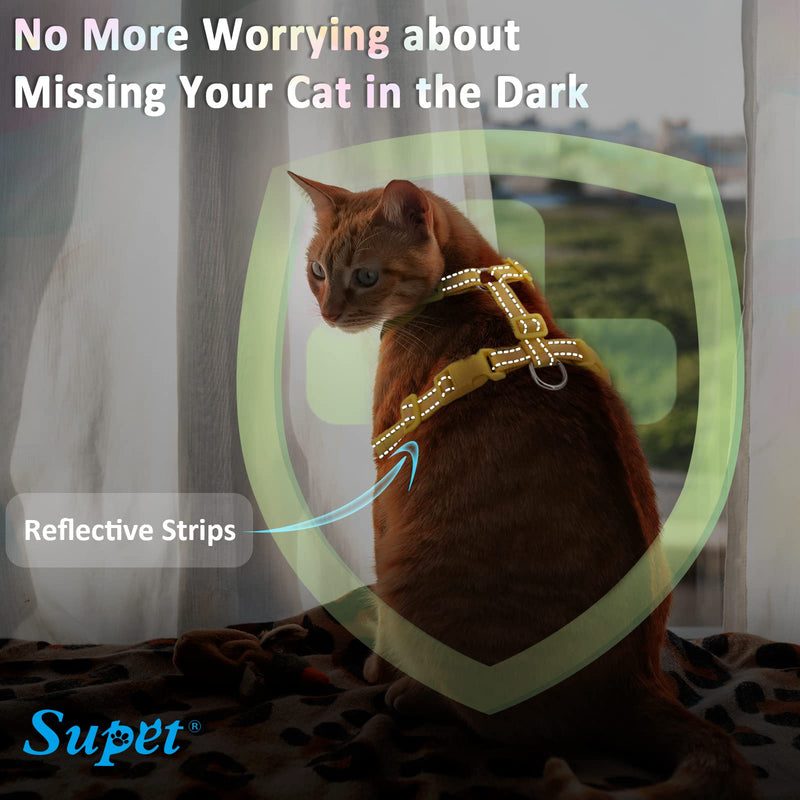 Supet Cat Harness and Leash Set Stylish Escape Proof Cat Vest Harness Adjustable Breathable Pet Harness with Reflective Trim Step-in Cat Leash and Harness for Cats Puppies M（Chest:11.0-18.3'' Pink M（Chest:11.0-18.3'') - BeesActive Australia