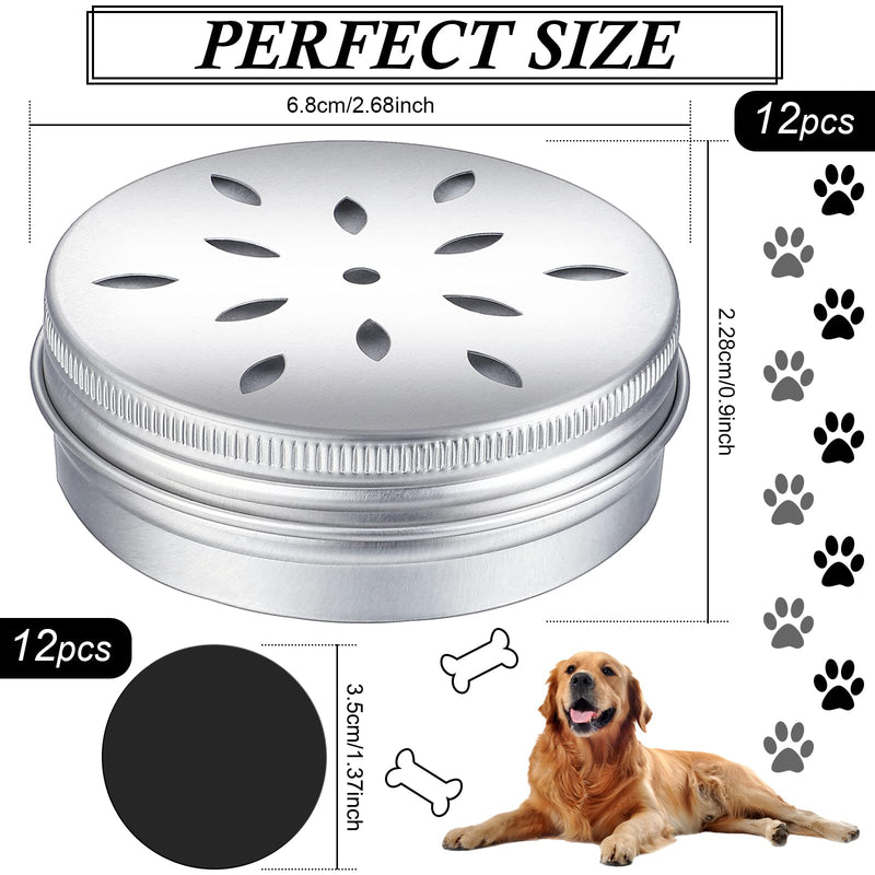 Oudain 12 Pack Dog Scent Work Tins, Dog Scent Training Box, Dog Nose Metal Container with 12 Magnetic Dots, Dog Scent Training Kit Smell Training Canisters Aluminum Cans for Dogs Training (Cute) - BeesActive Australia