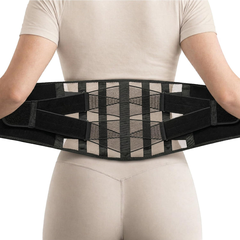Ultra Breathable Back Brace for Women and Men Lower Back, Lightweight & Thin Back Support Belt, Dual Adjustable Waist Lumbar Support Belt for Sciatica, Herniated Disc, Scoliosis Back Pain Relief M(Waist:35"-43")