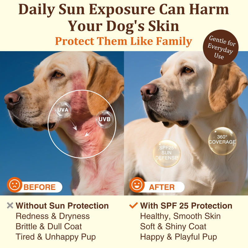 Dog Sun Protector, Natural Sunscreen Spray for Dogs, SPF 25, Professional Formula Sun Protection for Dog's Skin, Moisturising and Nourishing, 80ml