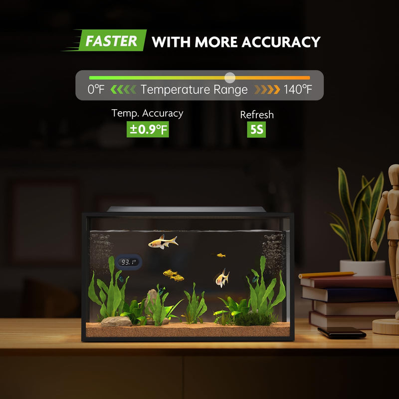 PAIZOO Fish Tank Thermometer, LED Digital Aquarium Thermometer Highly Accurate Temperature Measurement, Tank Thermometer for Freshwater and Saltwater, White Display ±0.9℉ - BeesActive Australia