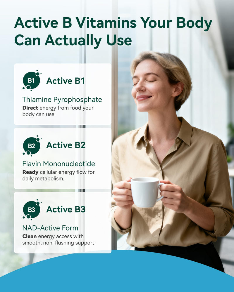 Inner Brightness Vitamin B Complex - Fully Methylated Active B12, B6, Folate - for Energy, Focus, Mood & Nerve Health - Non-GMO Vegan Gluten-Free with B1, B2, B3, B7-90 Capsules for 3 Months 90 Count (Pack of 1)
