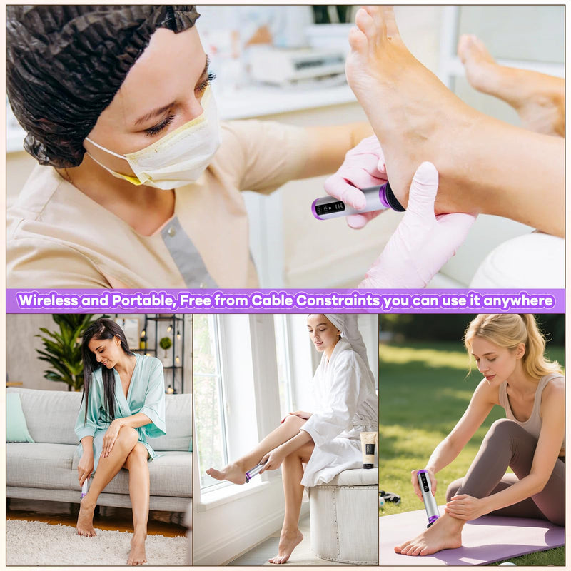 Electric Foot Callus Remover with Nano-Glass Head, Rechargeable Electric Foot File with Upgraded Powerful Metal Gear Motor, Premium Aluminum Cordless Callus Remover for Feet, Gifts for Men Women purple - BeesActive Australia