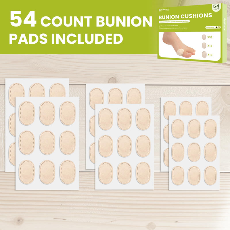 Bukihome Bunion Cushions Pain Relief Bunion Pads to Wear in Shoes - Strong Adhesion & Waterproof,Moleskin Guards Protect Feet for Men and Women, Prevents Friction and Pressure,Beige(54 Count) 54 Count (Pack of 1) Beige - BeesActive Australia