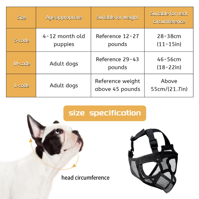 French Bulldog Muzzle, dellyy Mesh Dog Muzzle for French Bulldog, German Shepherd and Dogue de Bordeaux (Black, M) Black - BeesActive Australia