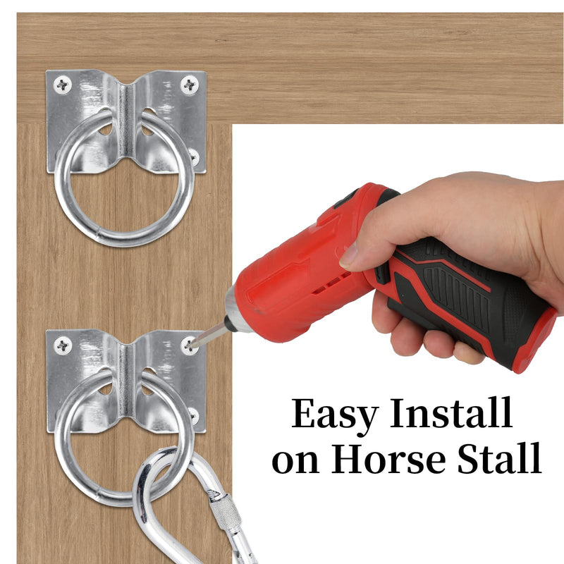 4PCS Cross Tie Ring for Horse, Block Tie Ring for Horse Stall/Stable with Screws,Wall Mount Horse Tie Ring, Tie Down Horse Barn Supplies - BeesActive Australia