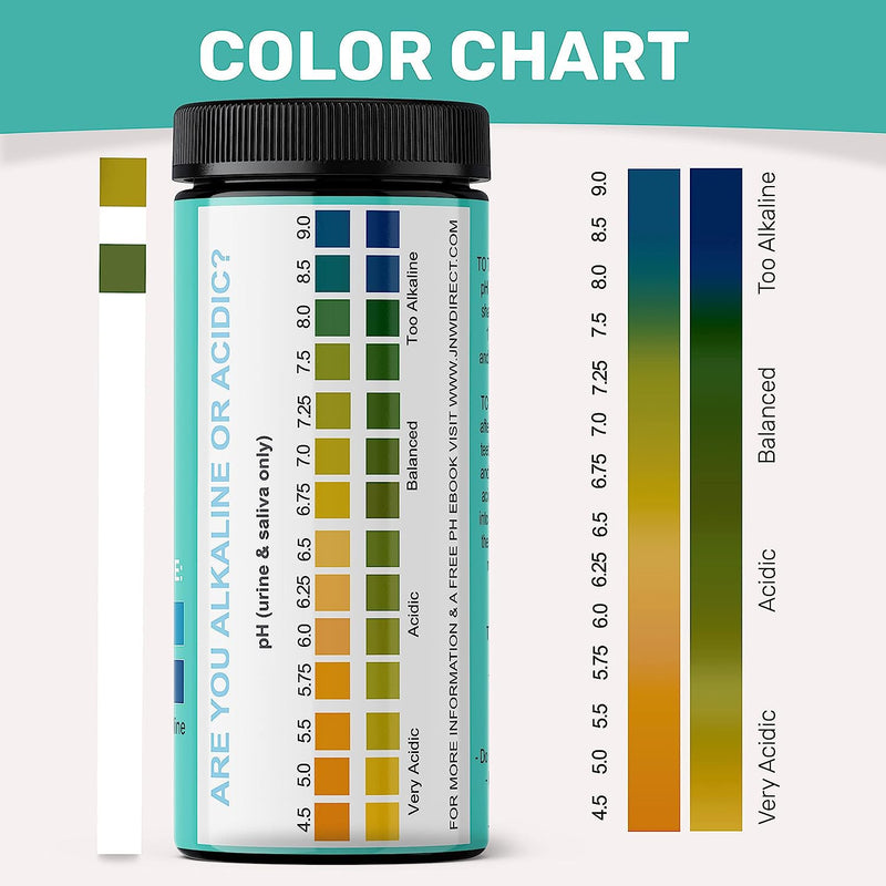 pH Test Strips for Urine and Saliva - 150 Litmus Paper pH Test Strips with Ebook, Quick & Easy pH Level Testing from 4.5-9.0, Ultimate Acidity Test Kit from JNW Direct 4.5-9 pH Test Strips