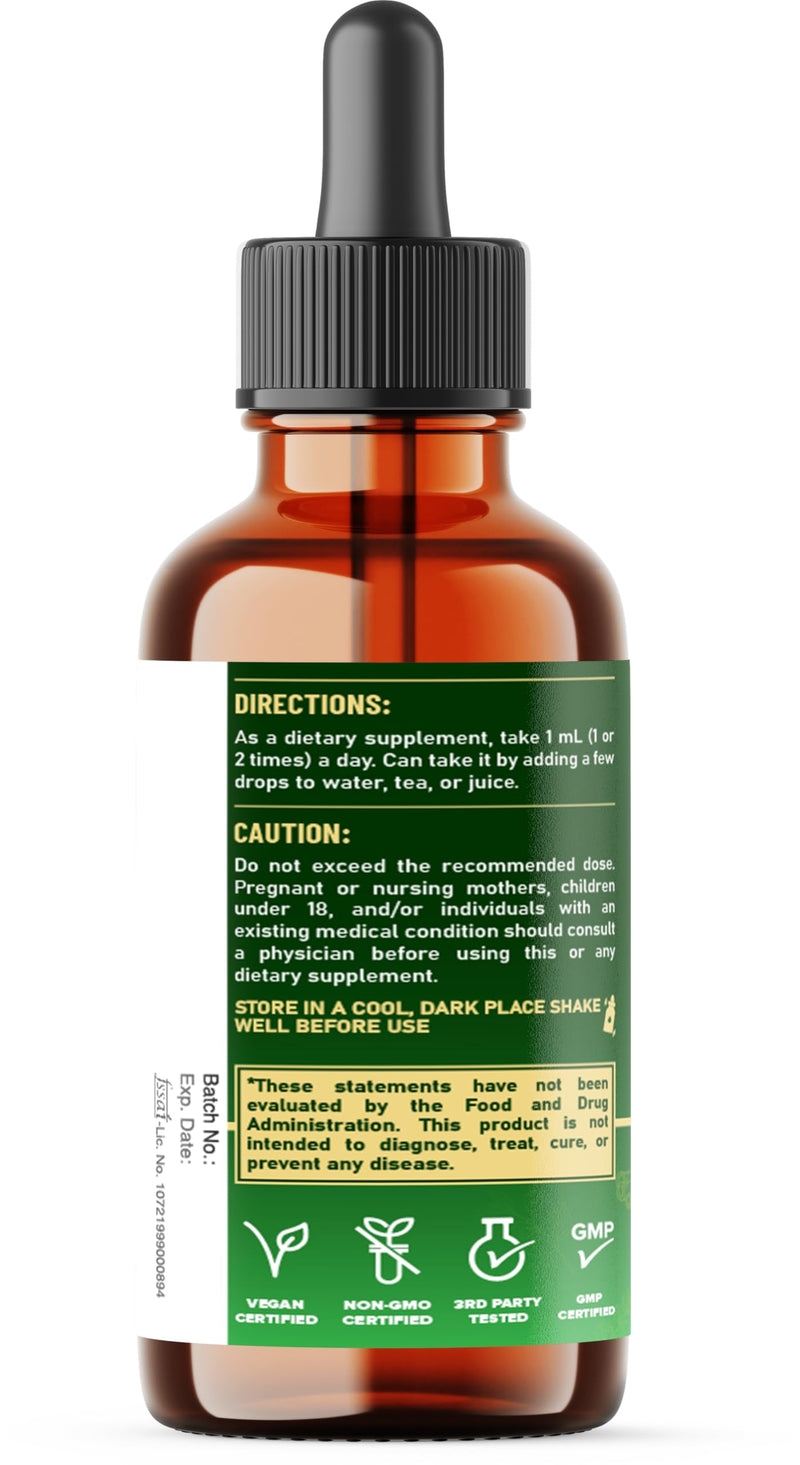 10in1 Magnesium Glycinate Liquid Drop with Omega-3, Vitamin D3, Vitamin B6, Ashwagandha, L-Theanine, Turmeric, Rhodiola Rosea, Elderberry, Lemon Balm - 1 FL Oz - 30 Days Supply