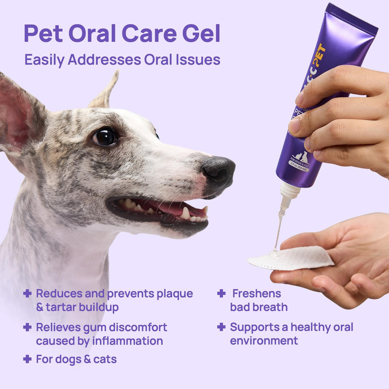 HICC PET Dog Dental Gel for Dogs & Cats, No-Brush Teeth Cleaning Gel, Dog Breath Freshener, Reduce Plaque & Tartar, and Support Gum Comfort, Daily Use Oral Care, 60ml, Natural Ingredients
