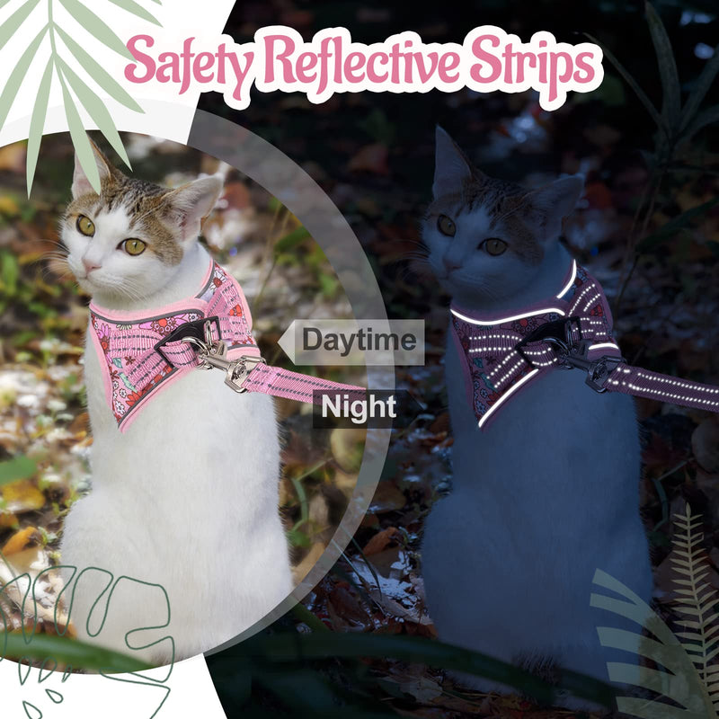 Cat Harness and Leash Escape Proof for Walking, Adjustable Soft Kitten Harness with Reflective Straps Step in Cat Vest Harness for Small Kitten and XS Dogs (Pink, S-Chest(11.8"-13.7")) S-Chest(11.8"-13.7") Pink - BeesActive Australia