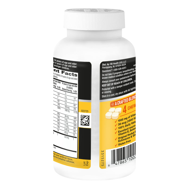 Airborne 1000mg Vitamin C Immune Support Citrus Chewable Tablets, 200ct | Antioxidants Vitamins A, D & E + Zinc, Selenium, and Manganese, Herbal Blend, Multivitamin Supplements, Immune Health, Tasty 200 Count (Pack of 1)