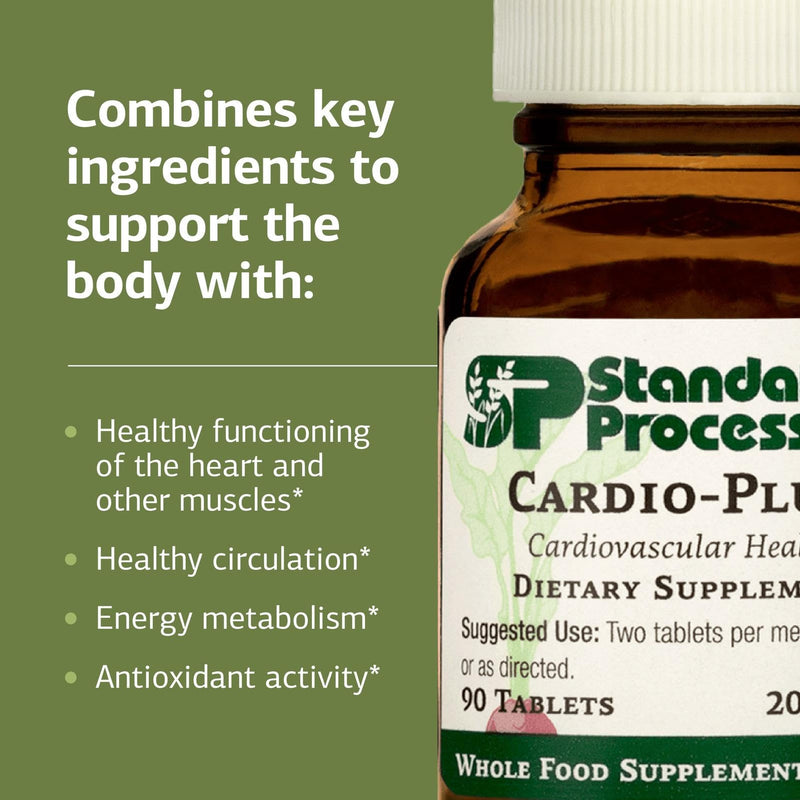 Standard Process Cardio-Plus, Heart & Circulation Support, 90 Tablets | Antioxidant Support, Heart Health, Circulation and Blood Flow Supplement with Vitamin B6, Niacin and Riboflavin Unflavored 90 Count (Pack of 1)