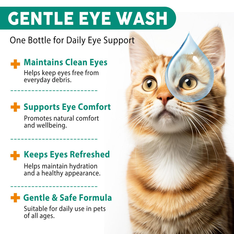 Dog Tear Stain Remover - Eye Drops for Dogs & Cats, Gentle Eye Wash to Soothe Dry & Itchy Eyes, Non-Irritating Formula, 100ml
