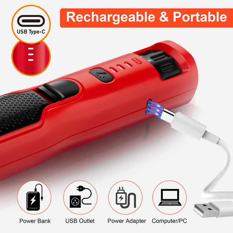 Dog Nail Grinder, 7-Speed with 360°LED Lights,Type-C Rechargeable Super Quiet and Low Vibration Electric, Dog Nail Trimmers for Large Medium Small Pets Cats Paws Grooming (Red) Red - BeesActive Australia