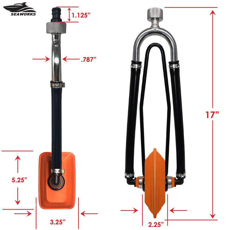 Steel Dual Feed Muff Style Heavy Duty Steel Boat Motor Flusher | Use for Antifreeze Winterization or Common Water Flush | 5/8 Inch Standard Garden Hose Connection Orange