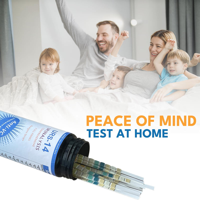 14-URS Reagent Test Strips [120 ct] for Urinalysis and Detection of UTI, LEK, Pro, Ket and More, Comprehensive Test - for Men & Women at Home Use with Reliable Results in 60 sec.