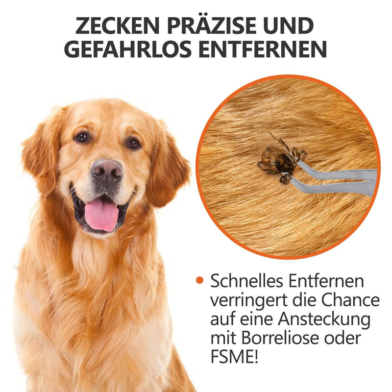 Helperfect Premium 2-in-1 stainless steel tick tweezers for dogs and cats - Gentle & effective tick remover - Consisting of tick tweezers and tick hook - Perfect for all pet owners Silver - BeesActive Australia