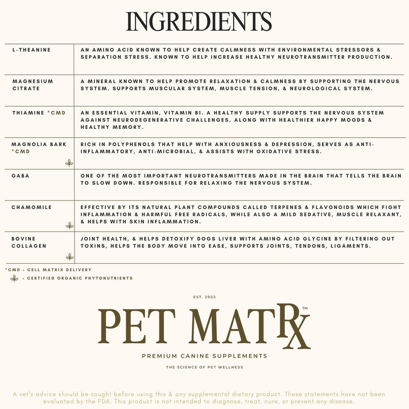 Think Cognitive and Calming Supplement with Collagen and Magnesium - Supports Nervous System Against Stress, Behavioral Challenges, and Cognitive Issues Small/Medium Breeds