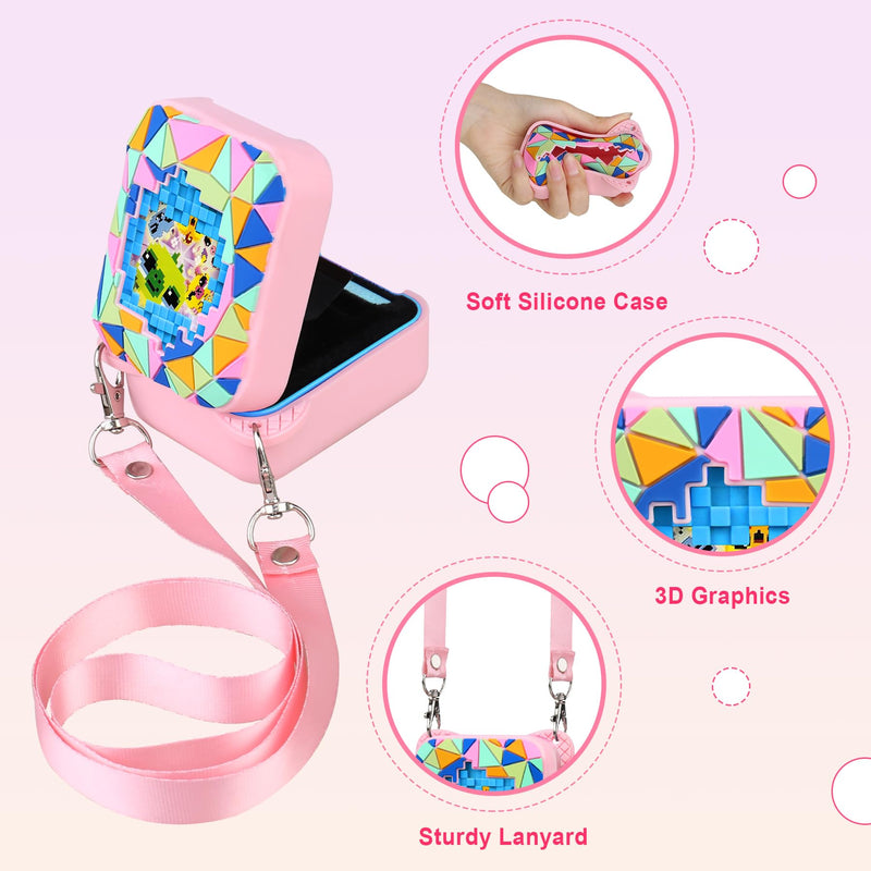 Silicone Cover Case for Bitzee Magicals Interactive Toy Digital Pet, Kids Protective Bitzee Magicals Virtual Electronic Pet Lanyard Silicone Holder, Portable Travel Soft Silicone Sleevee, Pink - BeesActive Australia
