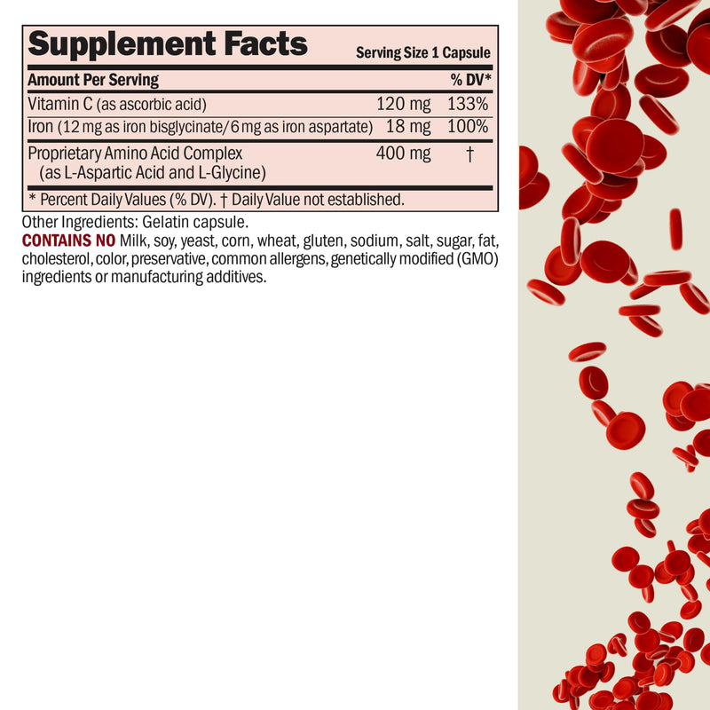 ANDREW LESSMAN ProCaps Iron Plus 18mg Chelated Iron 360 Capsules | Gentle amino acid chelated iron with Vitamin C to support absorption. Non-acidic and easy on the stomach. 360 Count (Pack of 1)