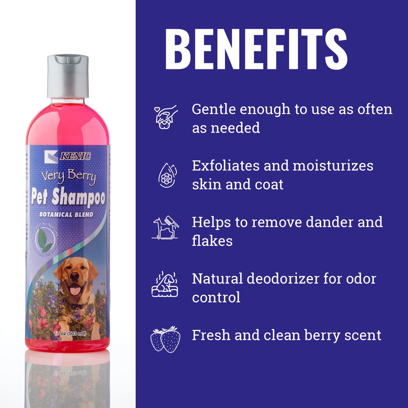 Kenic Very Berry Botanical Blend Dog Shampoo, Natural Moisturizer & Exfoliate for A Deep Restorative Clean, Made in USA, Soap & Paraben Free,Pink - PawsPlanet Australia