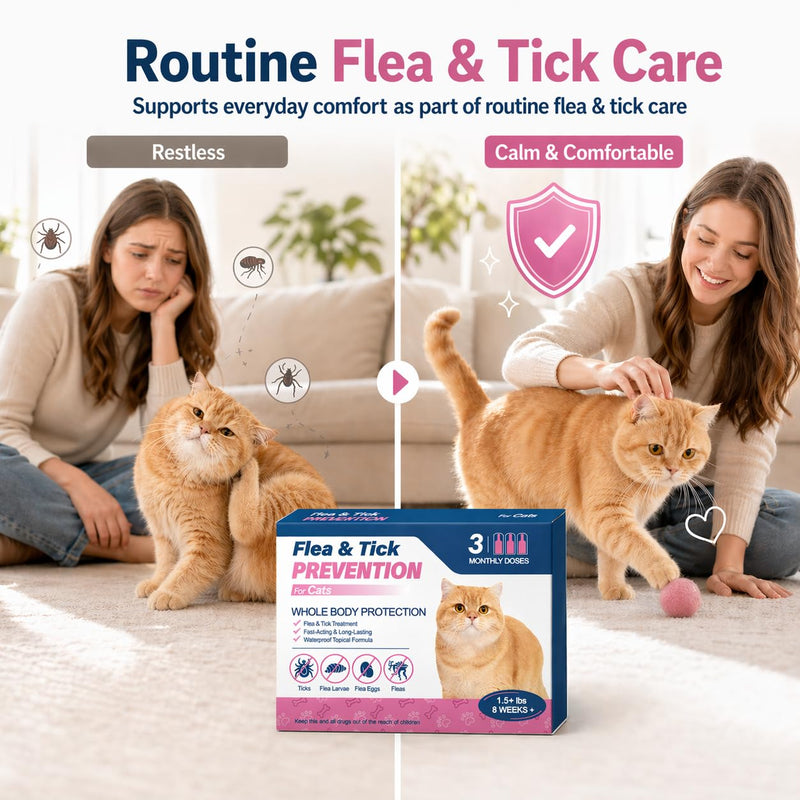 Topical for Cats – Topical Flea & Tick Care – for Cats 1.5+ lbs, 8 Weeks+,3 Monthly Doses