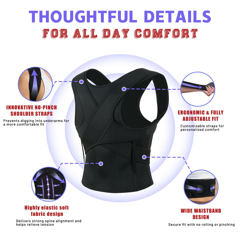 Back Brace Posture Corrector for Women and Men Vertical Alignment System, Lower Back Pain Relief, Back Straighter Instant Posture Corrector - Scoliosis （M） M-Back Brace - BeesActive Australia