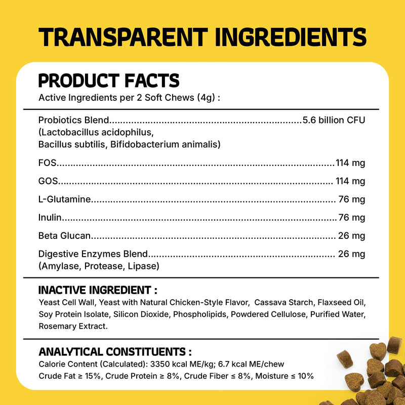 Probiotics for Dogs Probiotics for Digestive Health Dog Gut Health Probiotics Dog for Diarrhea Gut Immune Health Digestive Probiotic Chews for Dogs Itchy Skin Eases Bloating Chicken Flavor 200 Ct