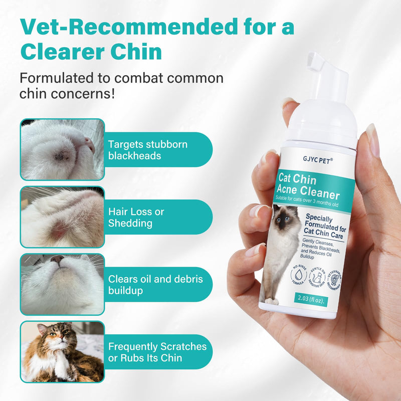 Cat Chin Acne Cleaner - No-Rinse Blackhead & Pimple Solution with Applicator Brush, Mild Formula for Feline, Safe for Sensitive Skin (2 fl. oz) - PawsPlanet Australia