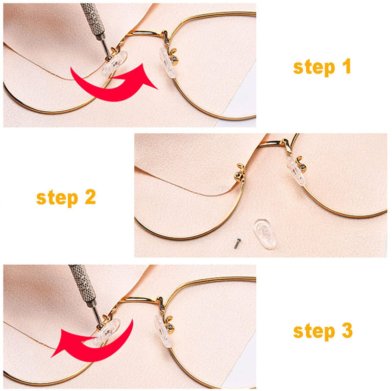 18 Pairs Eyeglass Nose Pads, Eyeglasses Repair Kit with Screwdrivers, Nose Pads, Screws, Tweezer, Cleaning Cloth for Glasses, Glasses and Sunglass Nose Pad Replacement - BeesActive Australia