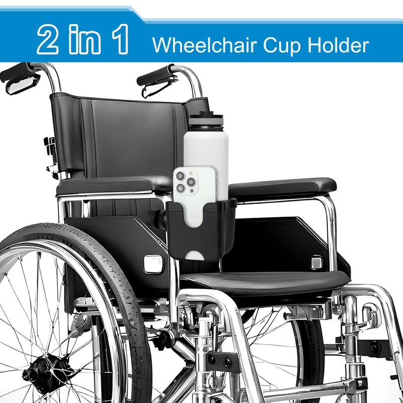 Accmor 2-in-1 Walker Cup Holder with Phone Holder, Wheelchair Cup Holder, Rollator Cup Holder, Cup Phone Holder for Walker, Wheelchair, Rollator, Mobility Scooter, Black 1