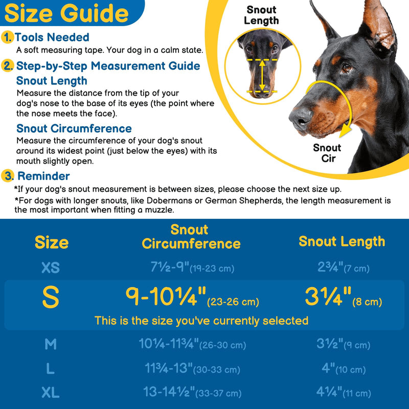 BARKLESS Basket Muzzle for Dogs, Humane Muzzle to Prevent Biting and Scavenging, Snap-on Treat Cover Helps Dogs Acclimatize Mouth Cover, Adjustable Mouth Guard for Positive Training, Grooming Black S