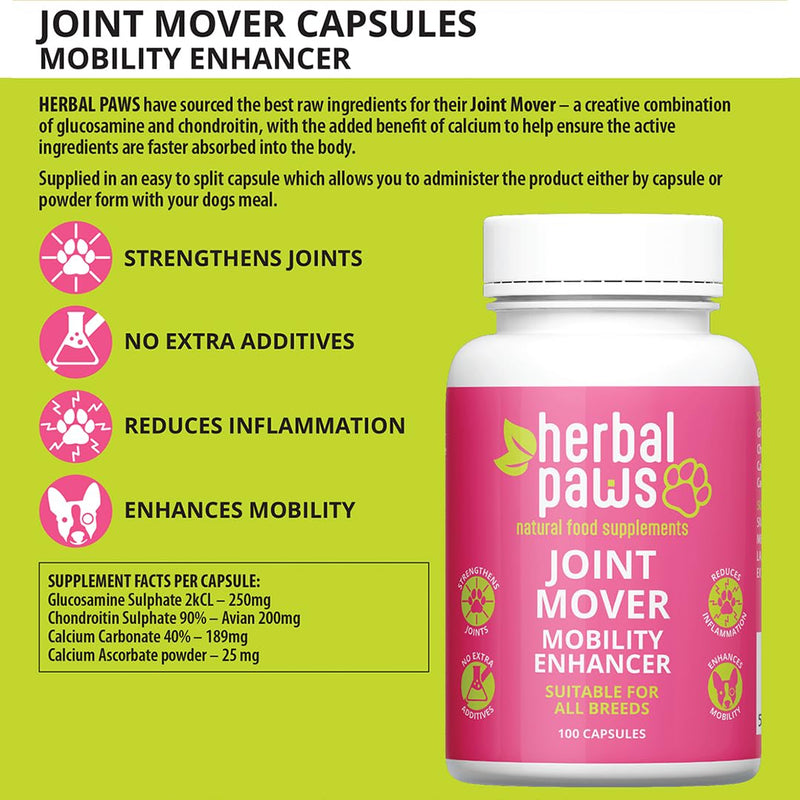 Joint Mover Dog Joint Supplement - Glucosamine and Chondroitin with Calcium - Supports Mobility and Healthy Joints - Plant-Based Capsules
