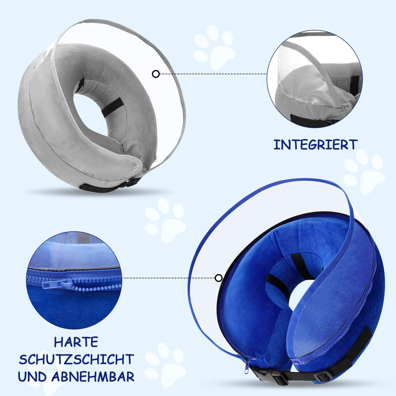Lvefyti Inflatable dog collar, adjustable dog collar, leak protection with protective layer, breathable Elizabethan dog bodysuit after surgery, recovery collar, prevention of bite and lick wounds (blue, L) blue L (neck circumference: 30.5-45.7cm/12"-18") - BeesActive Australia