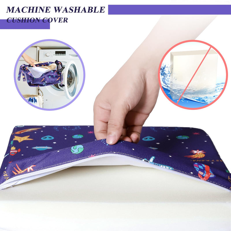 Toddler Booster Seat for Dining Table, Stronger Support Booster Seat for Table Washable 2 Safer Straps Non-Slip Bottom Portable Booster Seat for Kids Child Baby Increasing Cushion for Travel Home Blue-Astronaut - BeesActive Australia