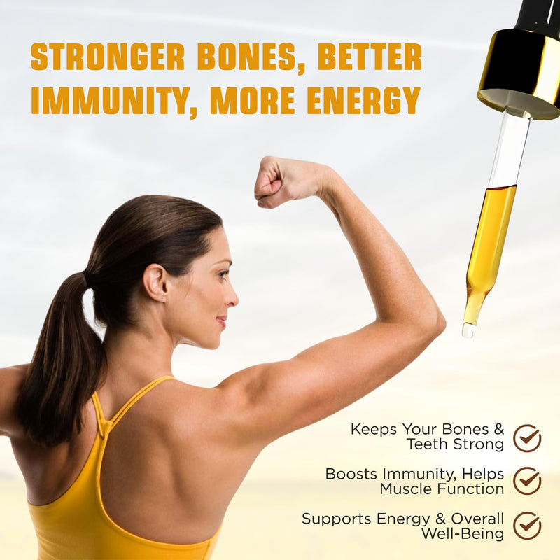 Nivagen Vitamin D2 Liquid Drops 8,000 USP (Ergocalciferol) | 400 IU per Serving | 2 Drops Once Daily | 1,200 Servings, 60ml (2 fl. oz) | Faster Absorption | Bone, Muscle & Immune Support | Made in USA