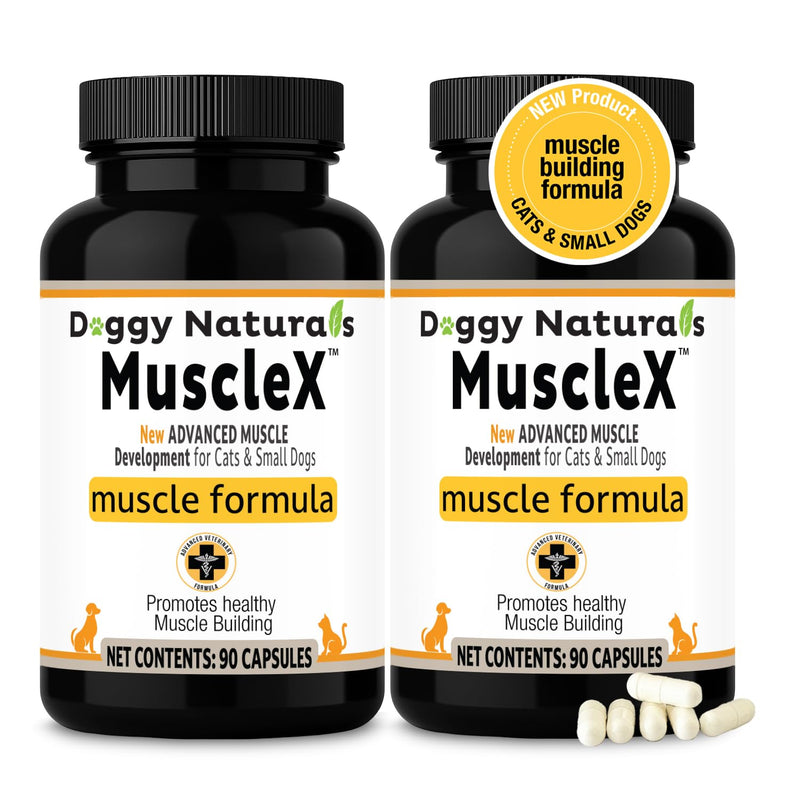 MuscleX™ Canine Muscle Formula Cats & Small Dogs with 300 mg CaHMB & Vitamin D3 - Natural Muscl Building Formula-Helps Reduce Muscle Loss Due to Normal Aging & Improves Recovery from Injury(180 Caps)