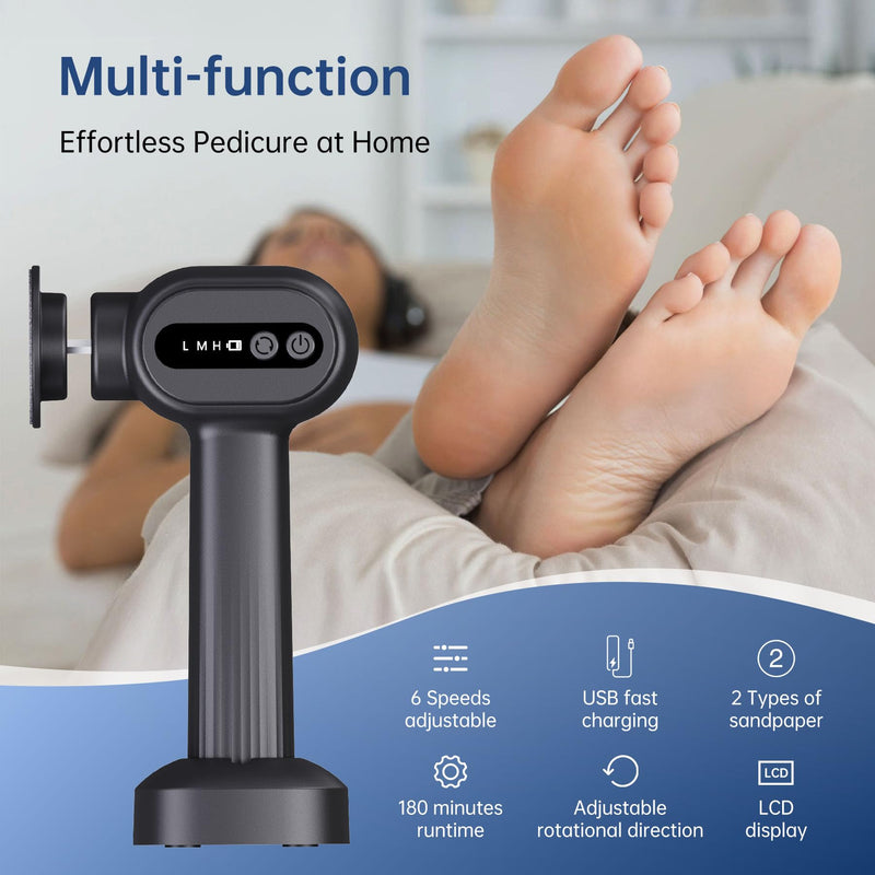 Electric Callus Remover for Feet - Rechargeable Foot Sander, 6 Speeds, Replaceable Sandpaper Professional Foot Grinder, Cordless Electric Foot File Pedicure Tools for Dead Skin, Cracked Heels - BeesActive Australia