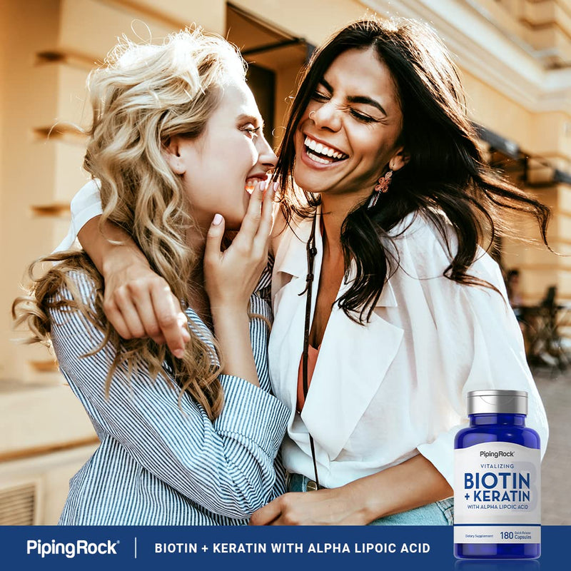 Piping Rock Biotin 5000mcg | 180 Capsules | Plus Keratin and Alpha Lipoic Acid | Supplement for Women and Men | Non-GMO, Gluten Free