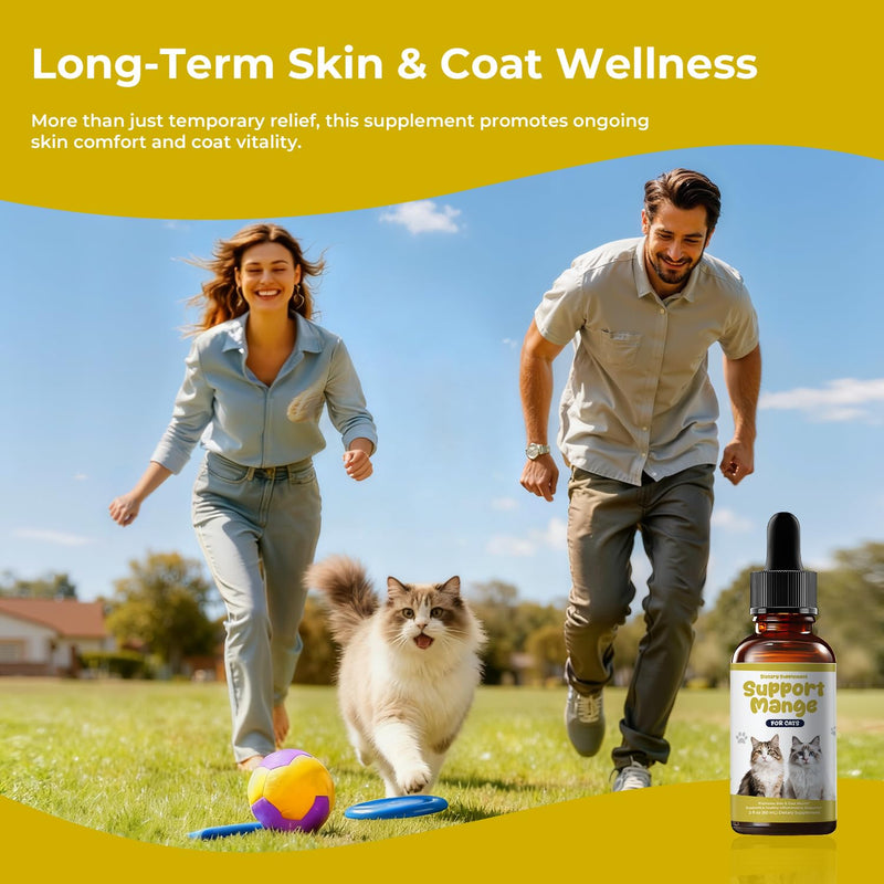 Cat Mange Treatment & Itchy Skin Relief, Natural Supplement for Dry Skin, Dandruff & Coat Care, Gentle Daily Support for Cats